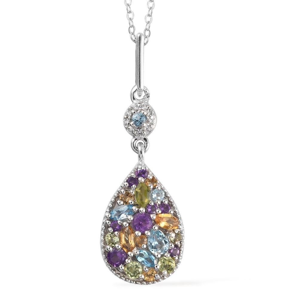 🔥PRICE DROP🔥NWT GEMSTONE PENDANT NECKLACE IN PLATINUM OVER STERLING SILVER